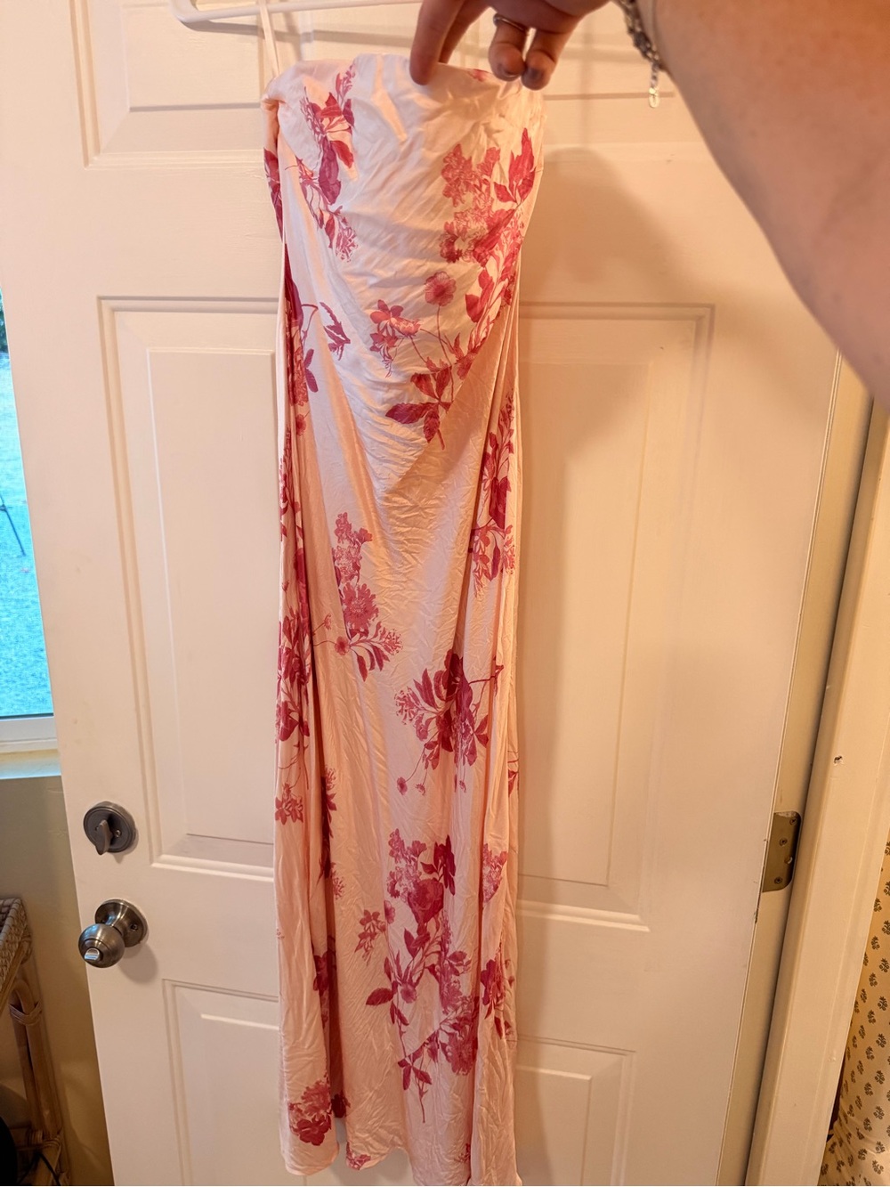Quince Strapless Floral Slip Dress in Blush and Rose - Picture 3 of 4